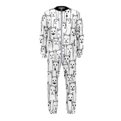 Funny Cat Pattern Organic Style Minimalist On White Background Onepiece Jumpsuit (kids) by genx