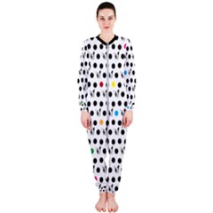 Boston Terrier Dog Pattern With Rainbow And Black Polka Dots Onepiece Jumpsuit (ladies)  by genx