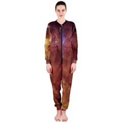 Cosmic Astronomy Sky With Stars Orange Brown And Yellow Onepiece Jumpsuit (ladies) by genx