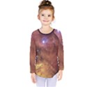 Cosmic Astronomy sky with stars orange brown and yellow Kids  Long Sleeve Tee View1