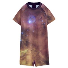 Cosmic Astronomy Sky With Stars Orange Brown And Yellow Kids  Boyleg Half Suit Swimwear by genx