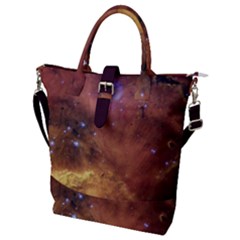 Cosmic Astronomy Sky With Stars Orange Brown And Yellow Buckle Top Tote Bag by genx