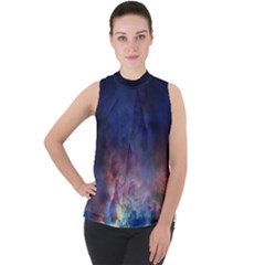 Lagoon Nebula Interstellar Cloud Pastel Pink, Turquoise And Yellow Stars Sleeveless Top by genx