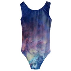 Lagoon Nebula Interstellar Cloud Pastel Pink, Turquoise And Yellow Stars Kids  Cut-out Back One Piece Swimsuit by genx