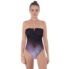 Eagle Nebula Wine Pink And Purple Pastel Stars Astronomy Tie Back One Piece Swimsuit by genx