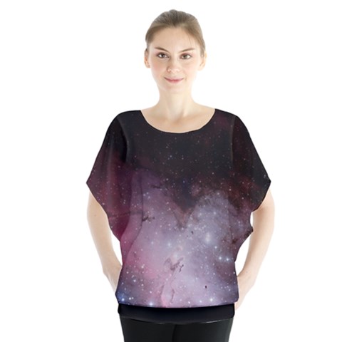 Eagle Nebula Wine Pink And Purple Pastel Stars Astronomy Batwing Chiffon Blouse by genx