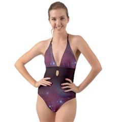 Christmas Tree Cluster Red Stars Nebula Constellation Astronomy Halter Cut-out One Piece Swimsuit by genx