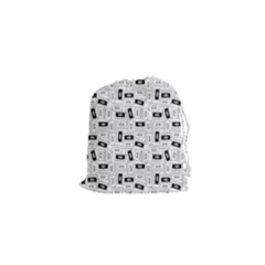Tape Cassette 80s Retro Genx Pattern Black And White Drawstring Pouch (xs) by genx