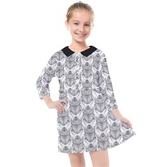 Scarab Pattern Egyptian Mythology Black And White Kids  Quarter Sleeve Shirt Dress by genx