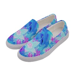 Blue And Hot Pink Succulent Underwater Sedum Women s Canvas Slip Ons by myrubiogarden