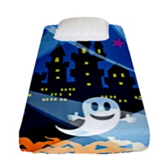 Halloween Ghosts Haunted House Fitted Sheet (single Size) by Wegoenart