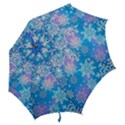 Snowflake Background Blue Purple Hook Handle Umbrellas (Large) View2