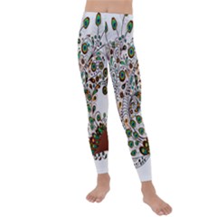 Peacock Graceful Bird Animal Kids  Lightweight Velour Leggings by Wegoenart