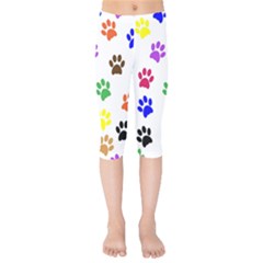 Pawprints Paw Prints Paw Animal Kids  Capri Leggings  by Wegoenart