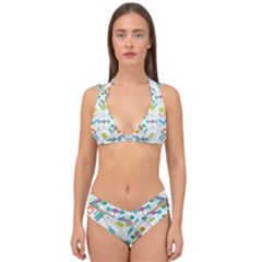 Graphic Design Geometry Shape Pattern Geometric Double Strap Halter Bikini Set by Wegoenart
