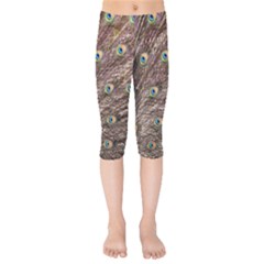Peacock Feathers Wheel Plumage Kids  Capri Leggings  by Wegoenart