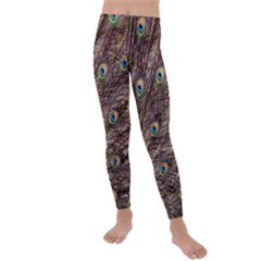 Peacock Feathers Wheel Plumage Kids  Lightweight Velour Leggings by Wegoenart