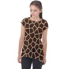 Giraffe Animal Print Skin Fur Cap Sleeve High Low Top by Wegoenart