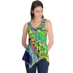 Cosmic Lizards With Alien Spaceship Sleeveless Tunic by chellerayartisans
