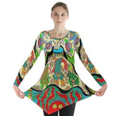 Supersonic Volcanic Sunmoon Faces Long Sleeve Tunic  by chellerayartisans