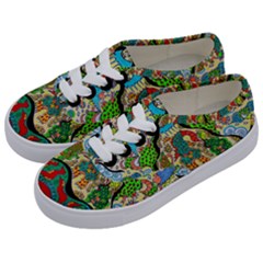 Supersonic Volcanic Sunmoon Faces Kids  Classic Low Top Sneakers by chellerayartisans