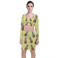 Pineapples Fruit Pattern Texture Top And Skirt Sets by Simbadda