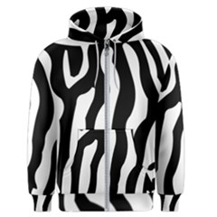 Zebra Horse Pattern Black And White Men s Zipper Hoodie by picsaspassion