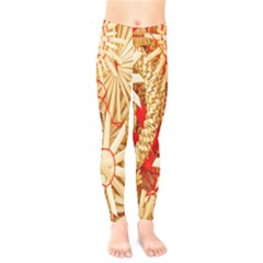 Christmas Straw Xmas Gold Kids  Legging by Wegoenart