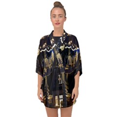 Christmas Advent Candle Arches Half Sleeve Chiffon Kimono by Wegoenart