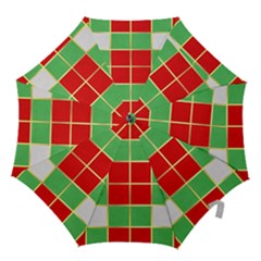 Christmas Fabric Textile Red Green Hook Handle Umbrellas (medium) by Wegoenart