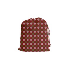 Christmas Paper Wrapping Pattern Drawstring Pouch (small) by Wegoenart