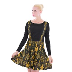 Christmas Background Suspender Skater Skirt by Wegoenart
