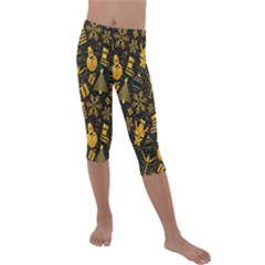 Christmas Background Kids  Lightweight Velour Capri Leggings  by Wegoenart