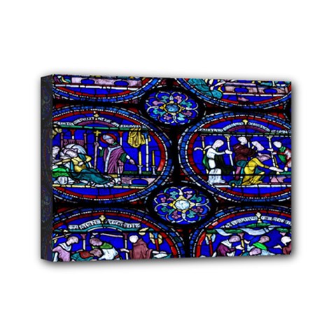 Church Window Canterbury Mini Canvas 7  X 5  (stretched) by Wegoenart
