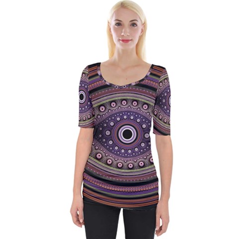 Fractal Pink Eye Fantasy Pattern Wide Neckline Tee by Wegoenart