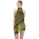 Feather Macro Bird Plumage Nature Halter Asymmetric Satin Top View1
