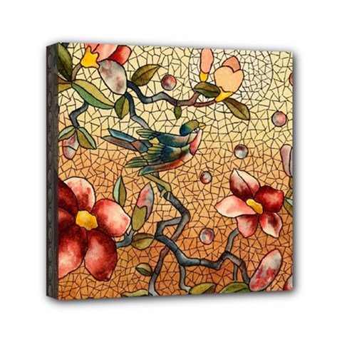 Flower Cubism Mosaic Vintage Mini Canvas 6  X 6  (stretched) by Wegoenart
