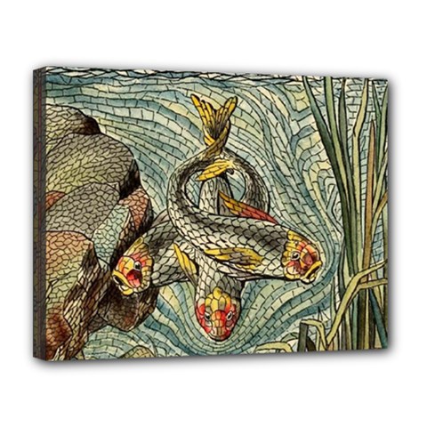 Fish Underwater Cubism Mosaic Canvas 14  X 11  (stretched) by Wegoenart