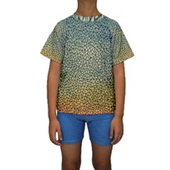 Background Cubism Mosaic Vintage Kids  Short Sleeve Swimwear by Wegoenart