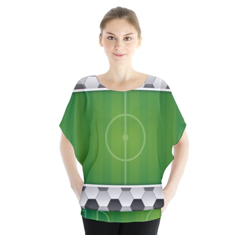 Background Sports Soccer Football Batwing Chiffon Blouse by Wegoenart