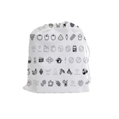 Vegan Vegetarian Icons Food Eat Drawstring Pouch (large) by Wegoenart
