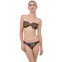 Color Mosaic Background Wall Classic Bandeau Bikini Set by Wegoenart