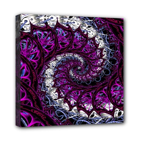 Fractal Background Swirl Art Skull Mini Canvas 8  X 8  (stretched) by Wegoenart