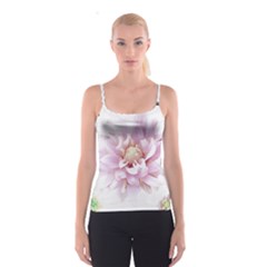 Abstract Transparent Image Flower Spaghetti Strap Top by Wegoenart