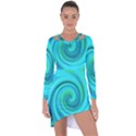 Groovy Cool Abstract Aqua Liquid Art Swirl Painting Asymmetric Cut-Out Shift Dress View1