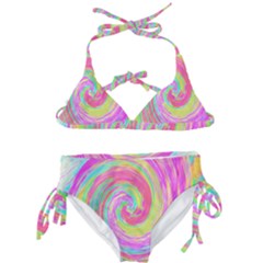 Groovy Abstract Pink And Blue Liquid Swirl Painting Kids  Classic Bikini Set by myrubiogarden