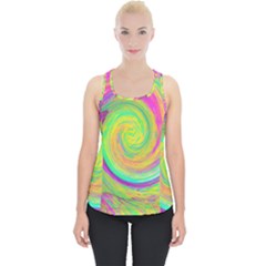 Groovy Abstract Purple And Yellow Liquid Swirl Piece Up Tank Top by myrubiogarden