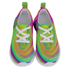 Groovy Abstract Purple And Yellow Liquid Swirl Running Shoes by myrubiogarden