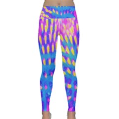 Pink, Blue And Yellow Abstract Coneflower Lightweight Velour Classic Yoga Leggings by myrubiogarden