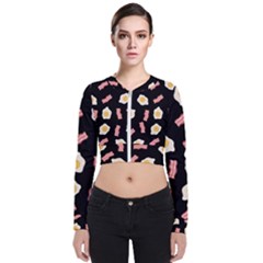 Bacon And Egg Pop Art Pattern Zip Up Bomber Jacket by Valentinaart